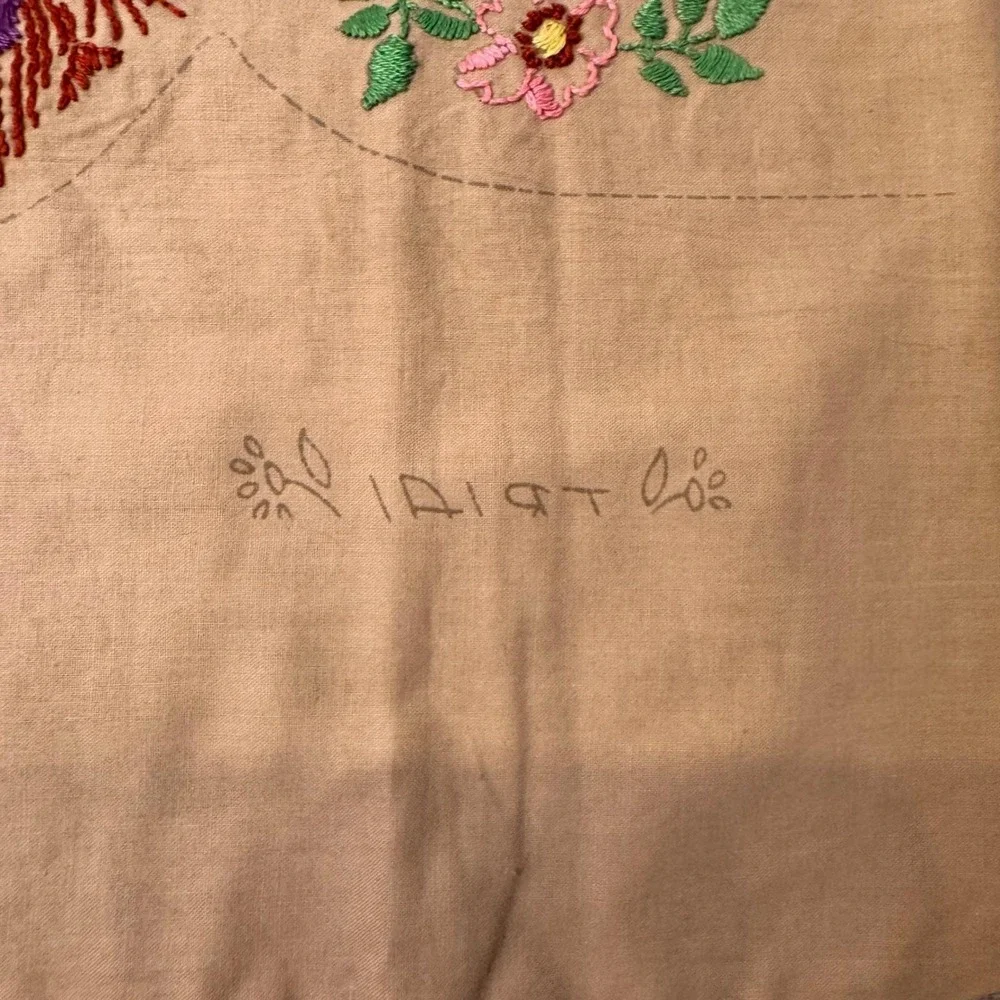 Vintage Peacock Embroidered Pillow‎ Cover Cottagecore Artsy Retro Decor 17x17